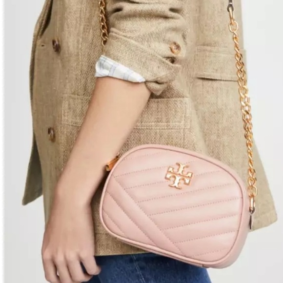 TORY BURCH KIRA Chevron SM Camera Bag Pink Moon Dust Bag & Shopping Bag Inc. NWT - Picture 12 of 14